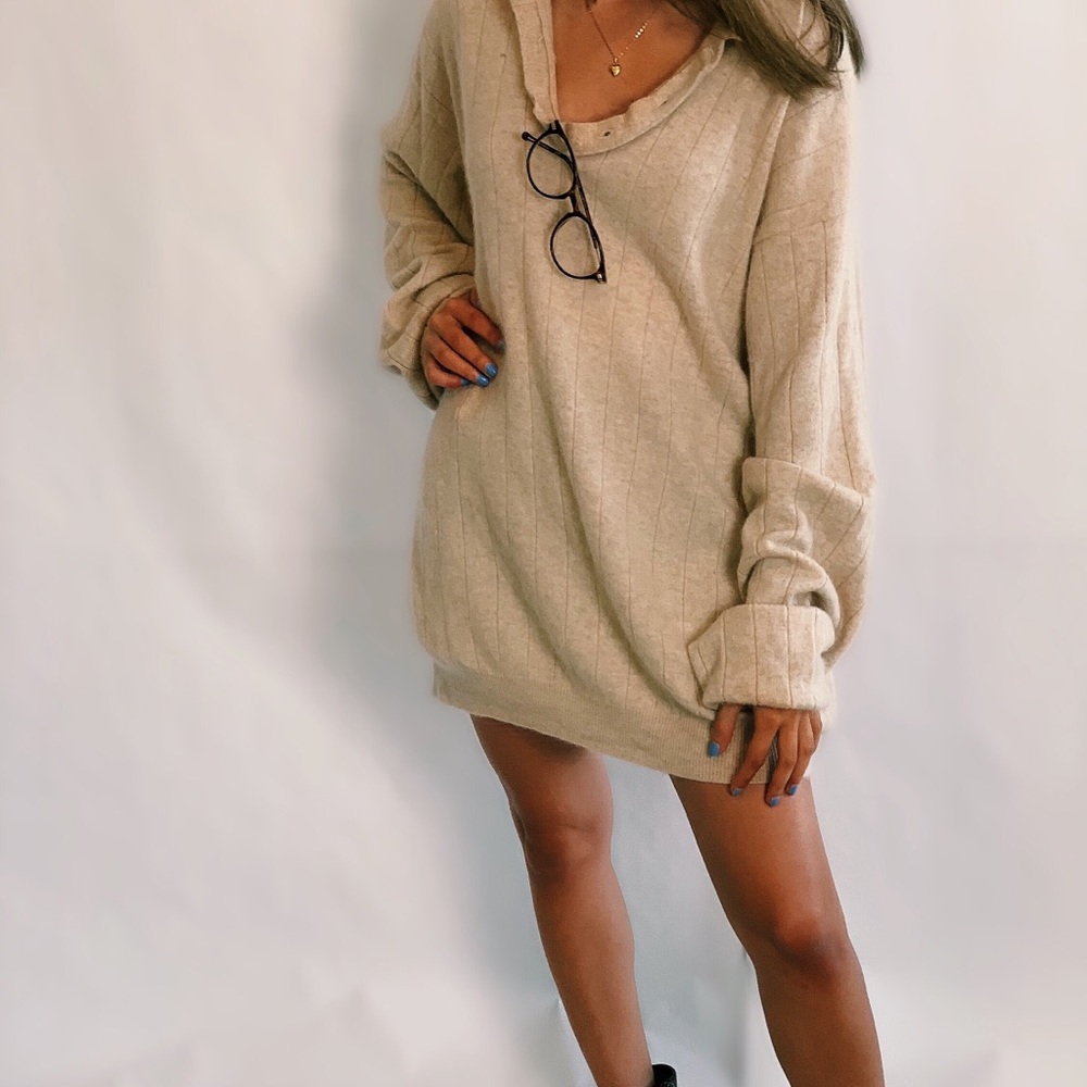 Vintage cashmere 1/4 button up sweater unisex